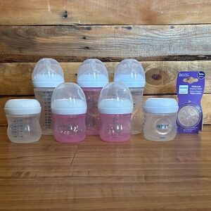 Philips Avent Pink and Clear Baby Bottles Set